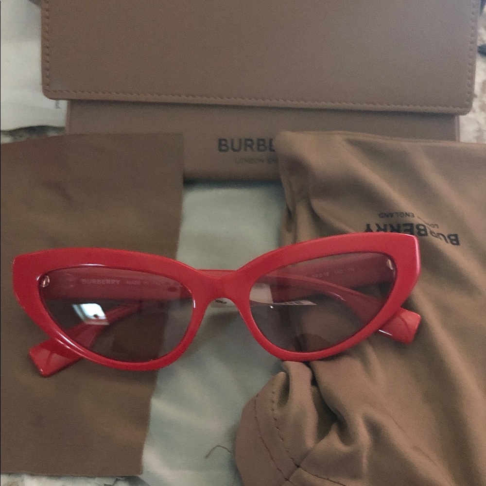 Burberry Bold Red Cat-Eye Sunglasses
